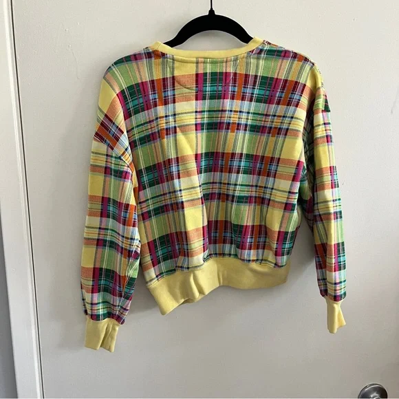 Polo Ralph Lauren Preppy Yellow Colorful Plaid Long Sleeve Crew Neck Sweater - Picture 4 of 7